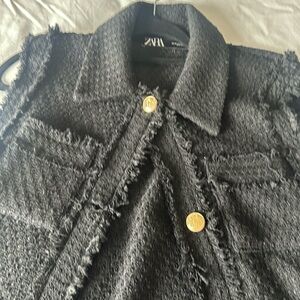 Black Zara Chanel like vest with gold buttons